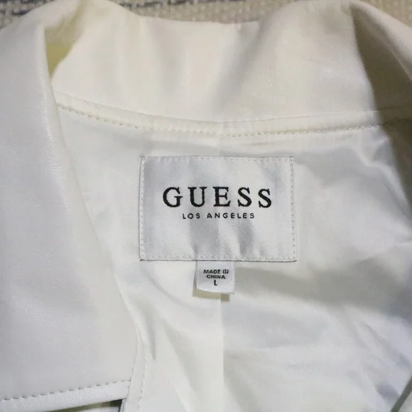 GUESS LS Hart Bright White Moto Jacket NWT Sz LG Women - Picture 8 of 8